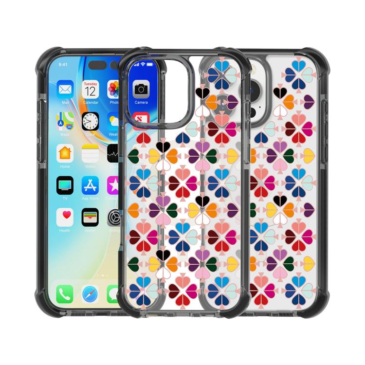 Custodia magnetica per telefono in acrilico antiurto con motivo a cuore a quattro angoli, For iPhone 16 Pro Max, For iPhone 16 Pro