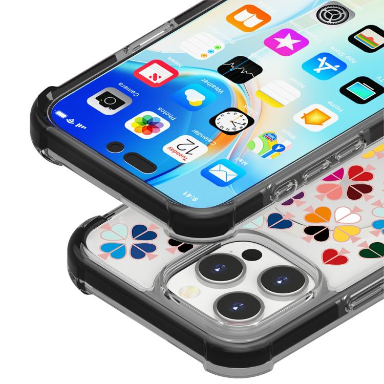 Custodia magnetica per telefono in acrilico antiurto con motivo a cuore a quattro angoli, For iPhone 16 Pro Max, For iPhone 16 Pro