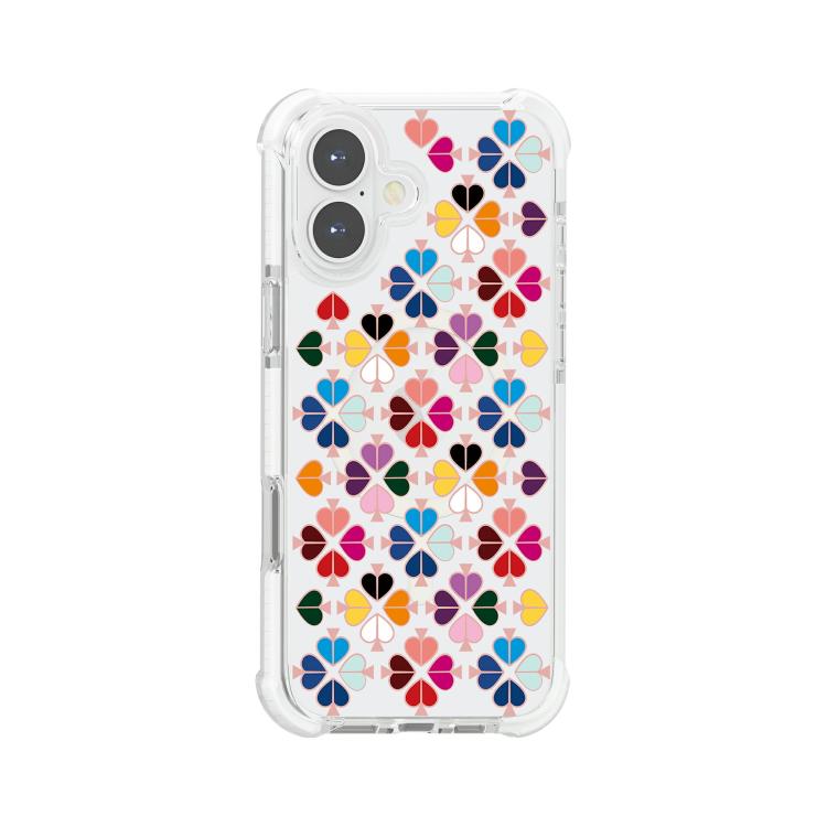 Custodia magnetica per telefono in acrilico antiurto con motivo a cuore a quattro angoli, For iPhone 16 Plus, For iPhone 16