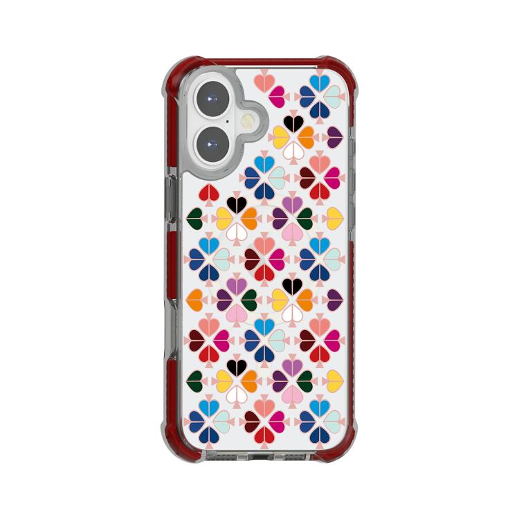 Custodia magnetica per telefono in acrilico antiurto con motivo a cuore a quattro angoli, For iPhone 16 Plus, For iPhone 16