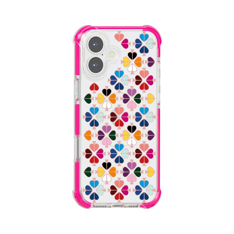 Custodia magnetica per telefono in acrilico antiurto con motivo a cuore a quattro angoli, For iPhone 16 Plus, For iPhone 16