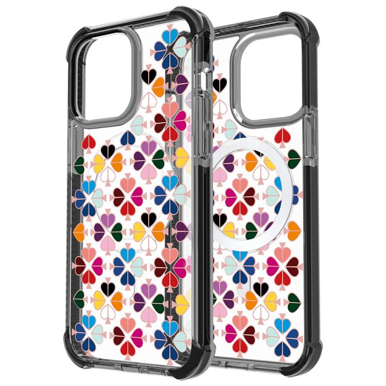 Custodia magnetica per telefono in acrilico antiurto con motivo a cuore a quattro angoli, For iPhone 15 Pro Max, For iPhone 15 Pro