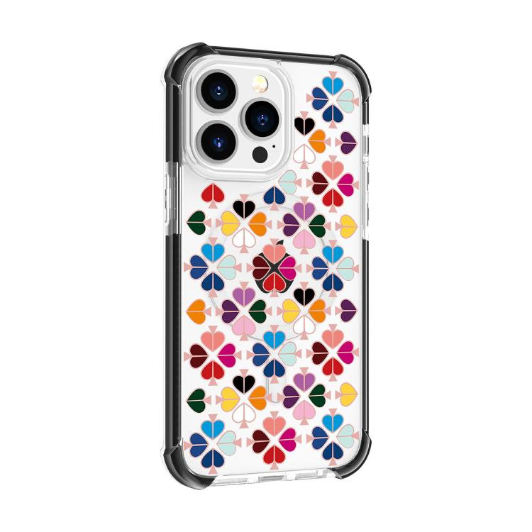 Custodia magnetica per telefono in acrilico antiurto con motivo a cuore a quattro angoli, For iPhone 15 Pro Max, For iPhone 15 Pro