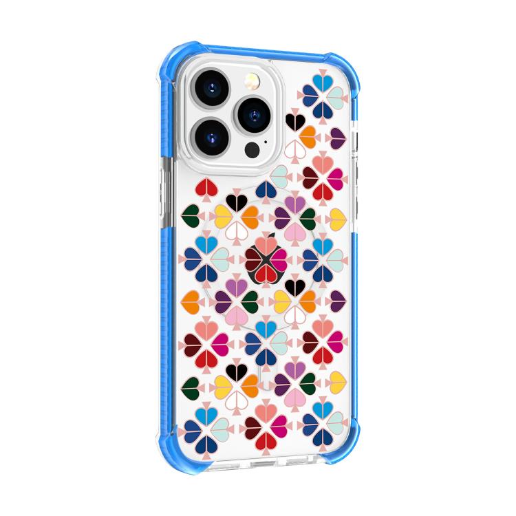 Custodia magnetica per telefono in acrilico antiurto con motivo a cuore a quattro angoli, For iPhone 15 Pro Max, For iPhone 15 Pro