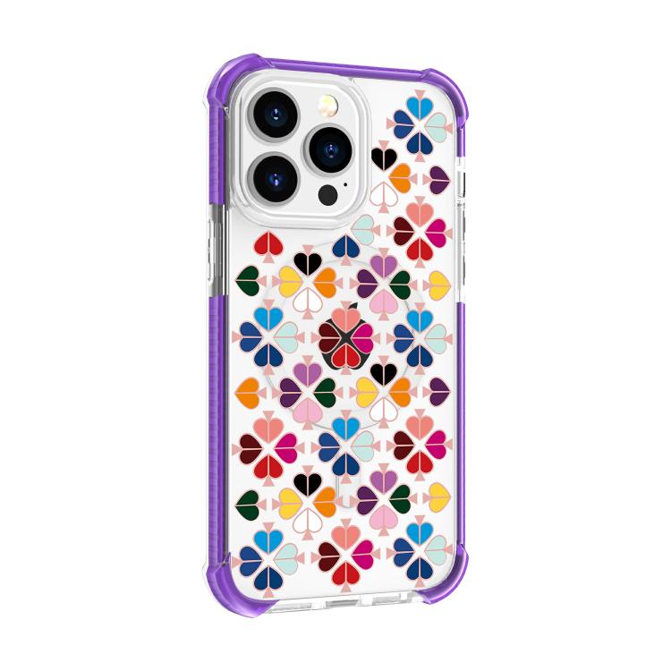 Custodia magnetica per telefono in acrilico antiurto con motivo a cuore a quattro angoli, For iPhone 15 Pro Max, For iPhone 15 Pro