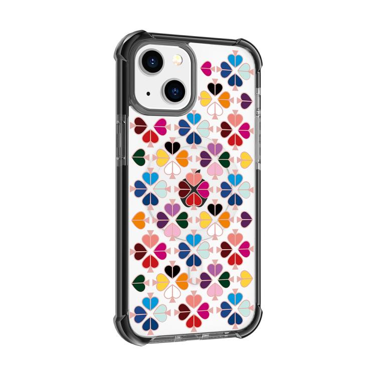 Custodia magnetica per telefono in acrilico antiurto con motivo a cuore a quattro angoli, For iPhone 15 Plus, For iPhone 15