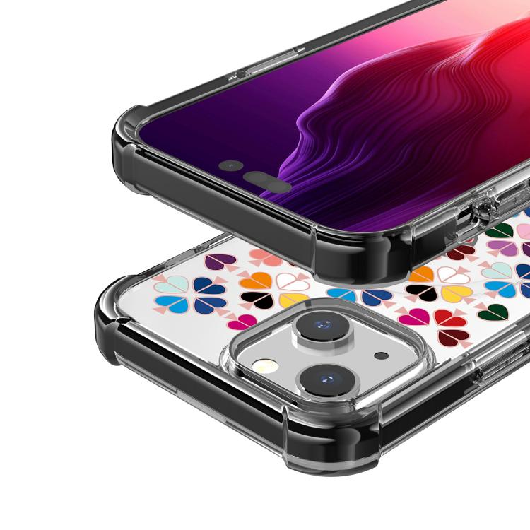 Custodia magnetica per telefono in acrilico antiurto con motivo a cuore a quattro angoli, For iPhone 15 Plus, For iPhone 15
