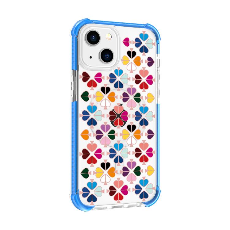 Custodia magnetica per telefono in acrilico antiurto con motivo a cuore a quattro angoli, For iPhone 15 Plus, For iPhone 15