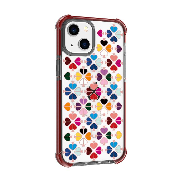 Custodia magnetica per telefono in acrilico antiurto con motivo a cuore a quattro angoli, For iPhone 15 Plus, For iPhone 15