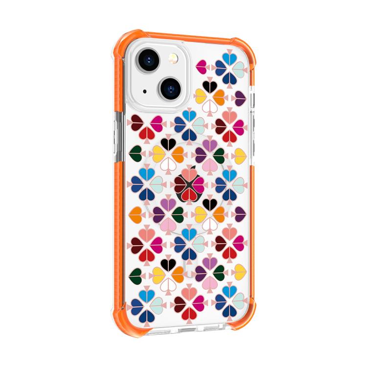 Custodia magnetica per telefono in acrilico antiurto con motivo a cuore a quattro angoli, For iPhone 15 Plus, For iPhone 15