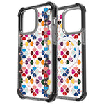 Custodia magnetica per telefono in acrilico antiurto con motivo a cuore a quattro angoli, For iPhone 14 Plus, For iPhone 14