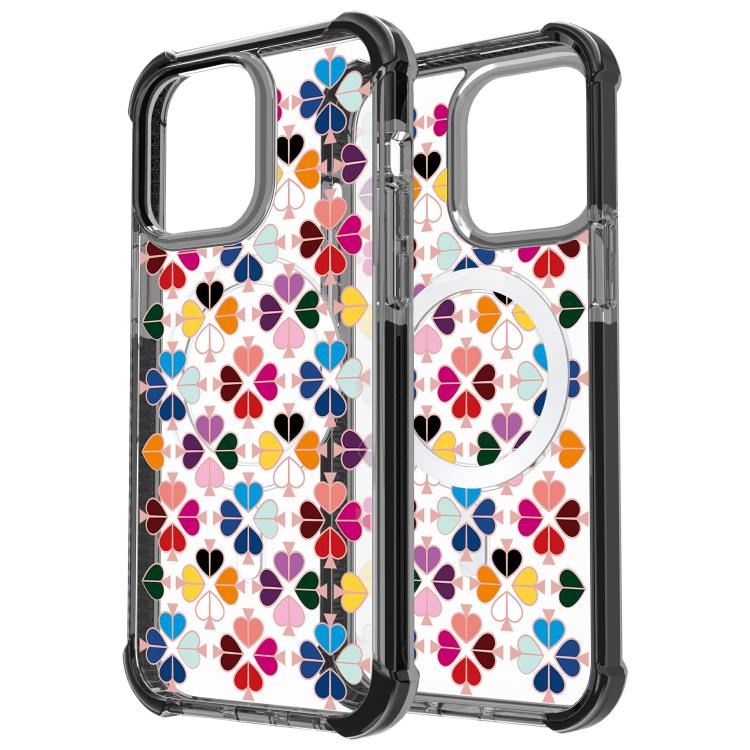 Custodia magnetica per telefono in acrilico antiurto con motivo a cuore a quattro angoli, For iPhone 14 Plus, For iPhone 14