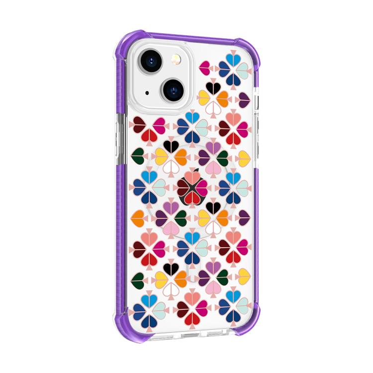Custodia magnetica per telefono in acrilico antiurto con motivo a cuore a quattro angoli, For iPhone 14 Plus, For iPhone 14
