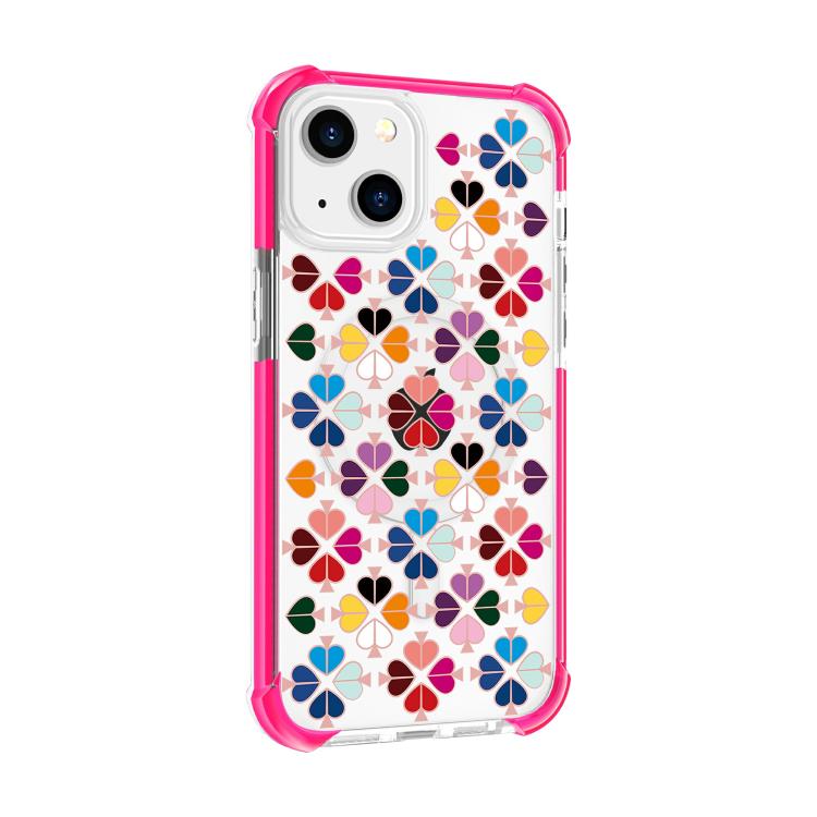 Custodia magnetica per telefono in acrilico antiurto con motivo a cuore a quattro angoli, For iPhone 14 Plus, For iPhone 14