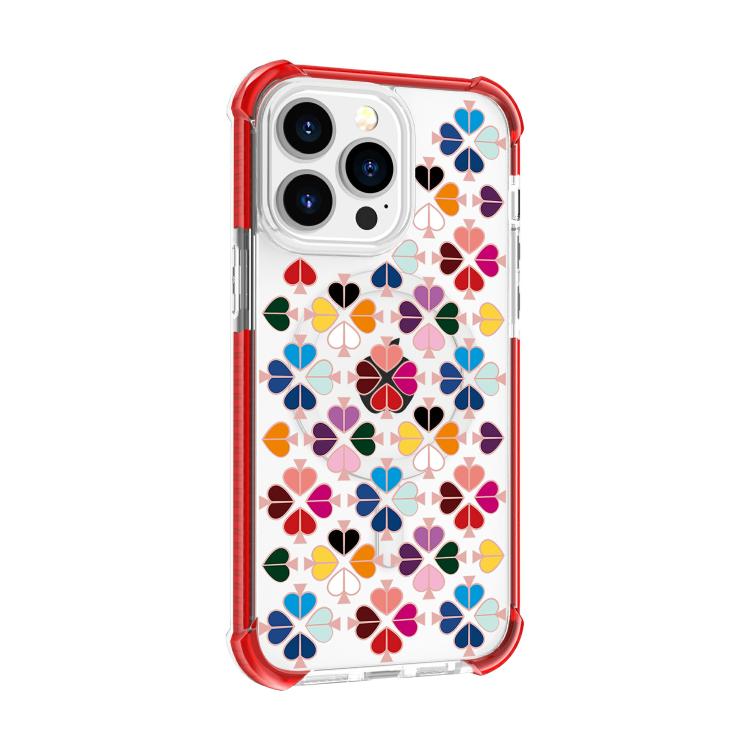 Custodia magnetica per telefono in acrilico antiurto con motivo a cuore a quattro angoli, For iPhone 14 Pro, For iPhone 14 Pro Max