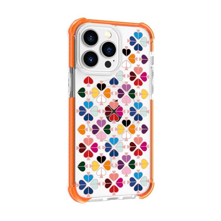 Custodia magnetica per telefono in acrilico antiurto con motivo a cuore a quattro angoli, For iPhone 14 Pro, For iPhone 14 Pro Max