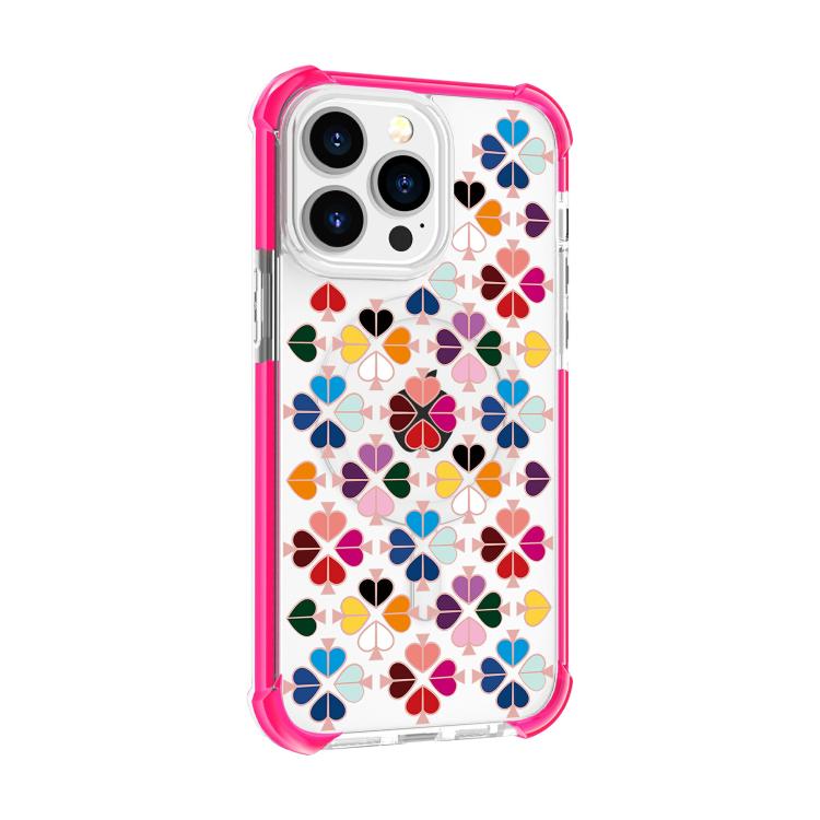 Custodia magnetica per telefono in acrilico antiurto con motivo a cuore a quattro angoli, For iPhone 14 Pro, For iPhone 14 Pro Max
