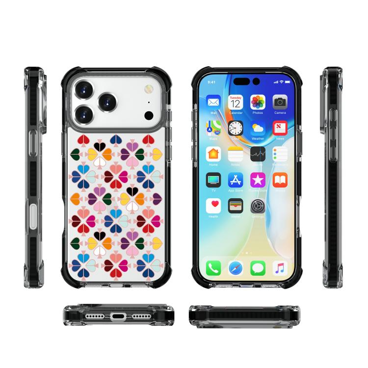 Custodia per telefono in acrilico antiurto con motivo a cuore e quattro angoli rinforzati., For iPhone 18 Pro / 17 Pro, For iPhone 18 Pro Max / 17 Pro Max