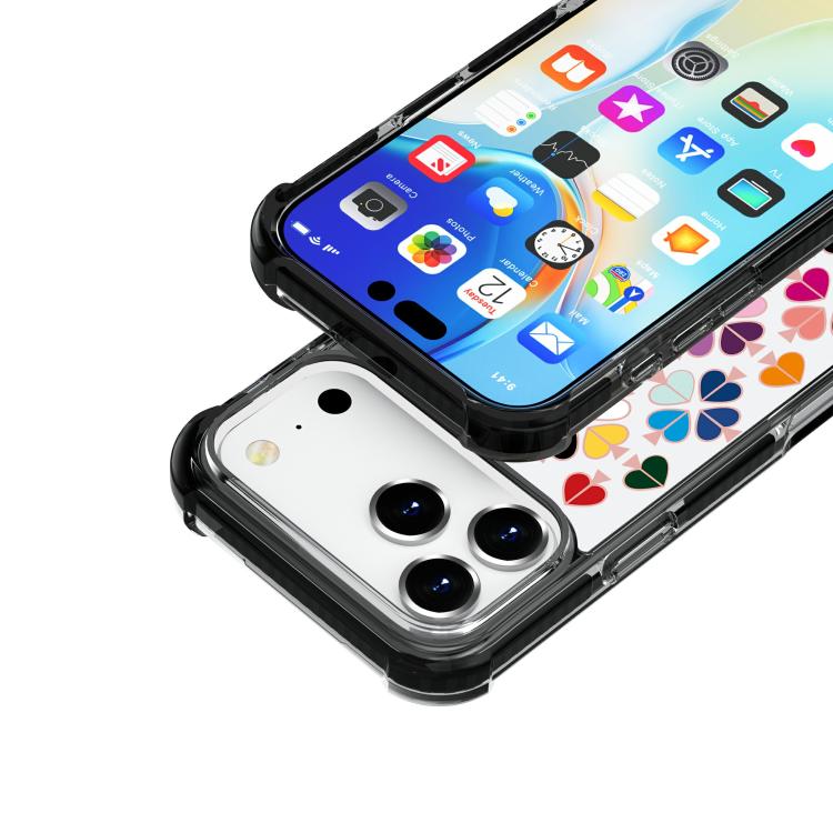 Custodia per telefono in acrilico antiurto con motivo a cuore e quattro angoli rinforzati., For iPhone 18 Pro / 17 Pro, For iPhone 18 Pro Max / 17 Pro Max