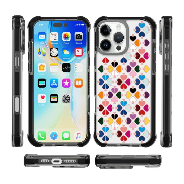 Custodia per telefono in acrilico antiurto con motivo a cuore e quattro angoli rinforzati., For iPhone 16 Pro Max, For iPhone 16 Pro