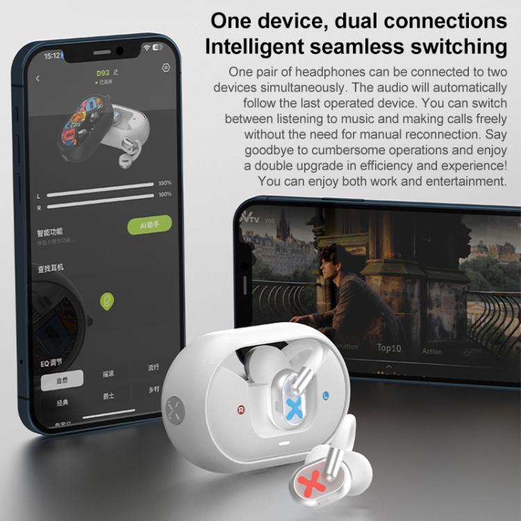 Auricolari wireless Bluetooth D MOOSTER D93 con clip auricolare e traduzione automatica tramite IA.