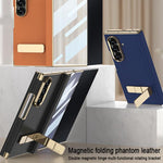 Custodia per telefono GKK con supporto girevole a filo singolo e chiusura magnetica pieghevole in pelle Phantom, effetto fantasma., For Samsung Galaxy Z TriFold