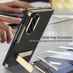 Custodia per telefono GKK con supporto girevole a filo singolo e chiusura magnetica pieghevole in pelle Phantom, effetto fantasma., For Samsung Galaxy Z TriFold
