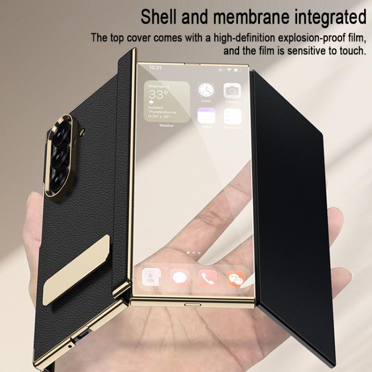 Custodia per telefono GKK con supporto girevole a filo singolo e chiusura magnetica pieghevole in pelle Phantom, effetto fantasma., For Samsung Galaxy Z TriFold