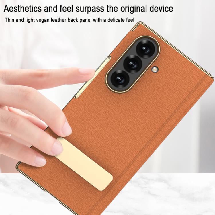 Custodia per telefono GKK con supporto girevole a filo singolo e chiusura magnetica pieghevole in pelle Phantom, effetto fantasma., For Samsung Galaxy Z TriFold