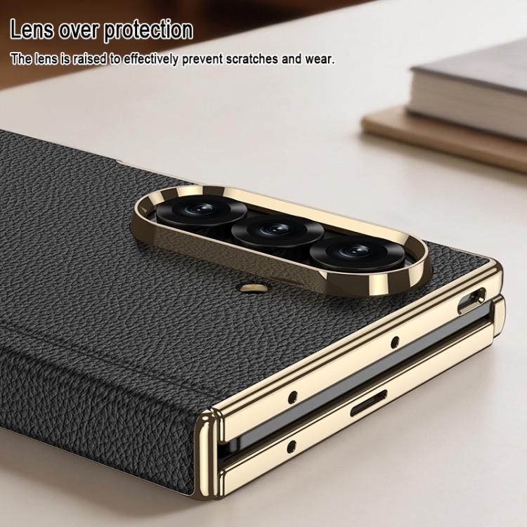 Custodia per telefono GKK con supporto girevole a filo singolo e chiusura magnetica pieghevole in pelle Phantom, effetto fantasma., For Samsung Galaxy Z TriFold