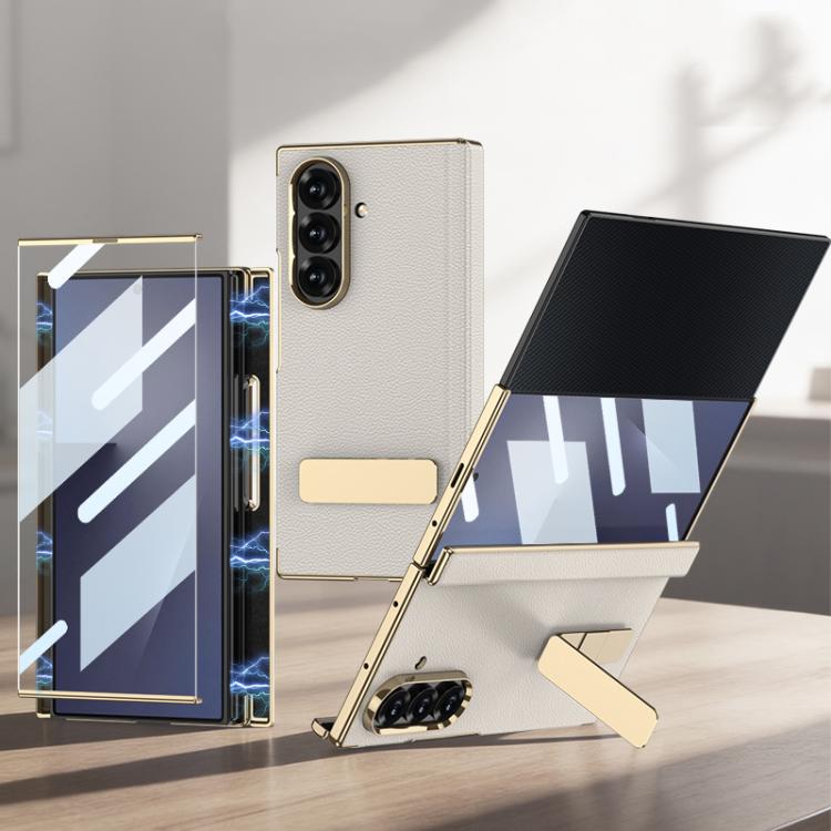 Custodia per telefono GKK con supporto girevole a filo singolo e chiusura magnetica pieghevole in pelle Phantom, effetto fantasma., For Samsung Galaxy Z TriFold