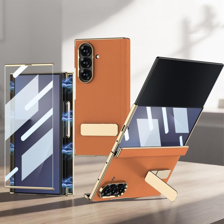 Custodia per telefono GKK con supporto girevole a filo singolo e chiusura magnetica pieghevole in pelle Phantom, effetto fantasma., For Samsung Galaxy Z TriFold