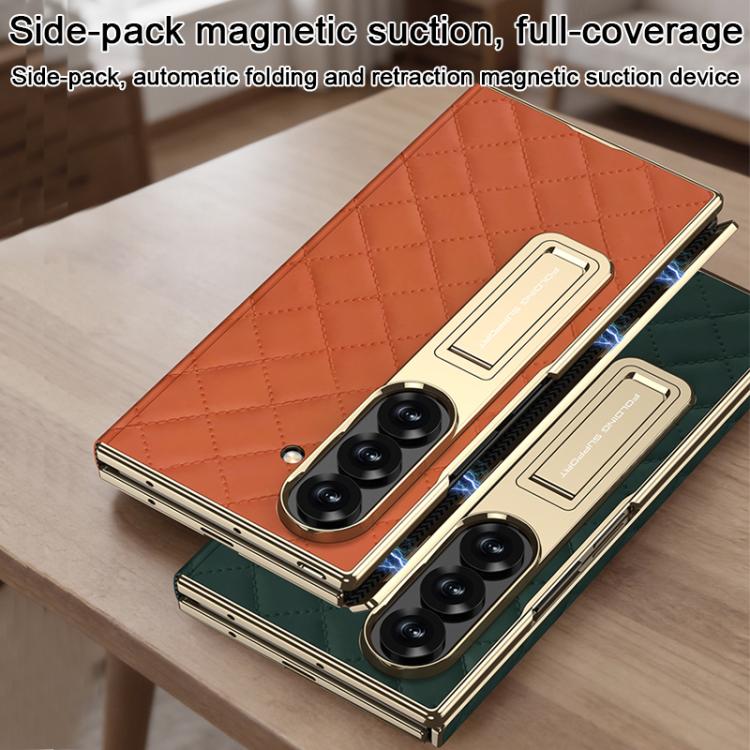 Custodia a libro GKK con motivo a rombi integrato e copertura completa, completa di supporto., For Samsung Galaxy Z TriFold