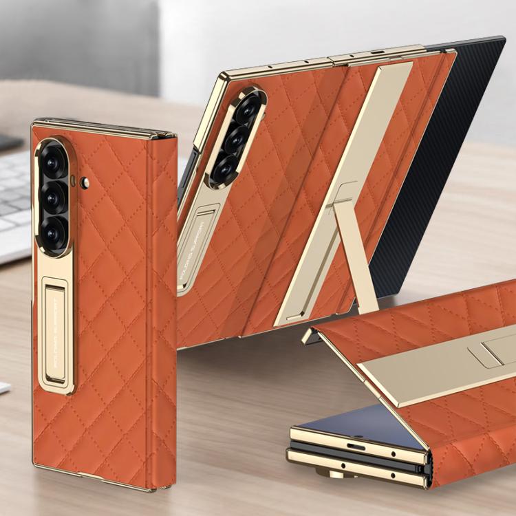Custodia a libro GKK con motivo a rombi integrato e copertura completa, completa di supporto., For Samsung Galaxy Z TriFold