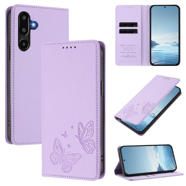 Robusta custodia per telefono in ecopelle con doppia protezione RFID a farfalla e magnete., For Samsung Galaxy M16 5G / F16 5G, For Samsung Galaxy M06 5G / F06 5G