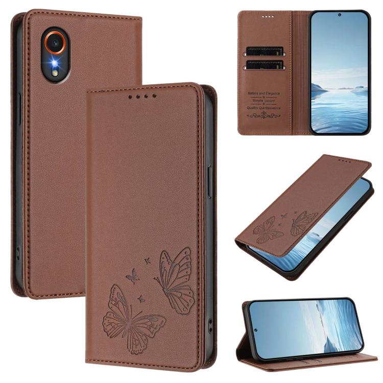 Robusta custodia per telefono in ecopelle con doppia protezione RFID a farfalla e magnete., For Samsung Galaxy Xcover7 5G, For Samsung Galaxy M34 5G / F34 5G