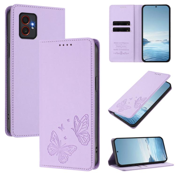 Robusta custodia per telefono in ecopelle con doppia protezione RFID a farfalla e magnete., For Samsung Galaxy Xcover7 Pro 5G, For Samsung Galaxy M15 5G / F15 5G