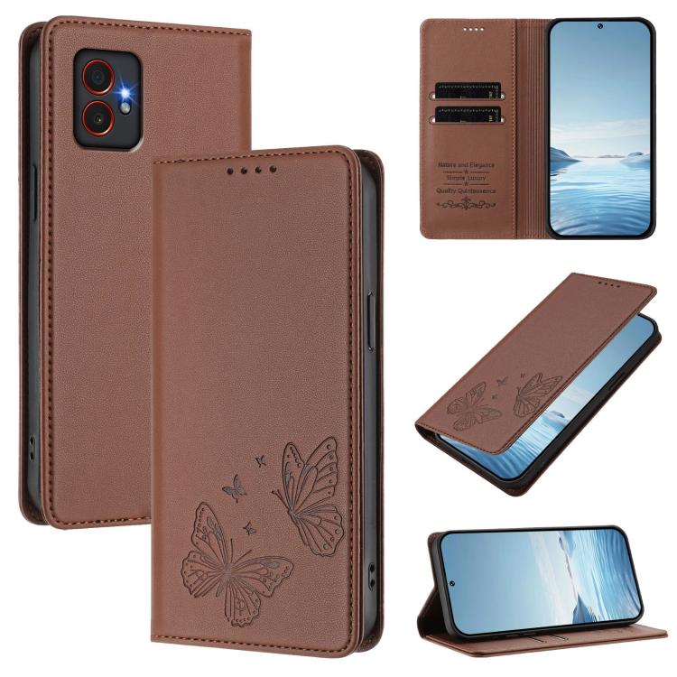 Robusta custodia per telefono in ecopelle con doppia protezione RFID a farfalla e magnete., For Samsung Galaxy Xcover7 Pro 5G, For Samsung Galaxy M15 5G / F15 5G