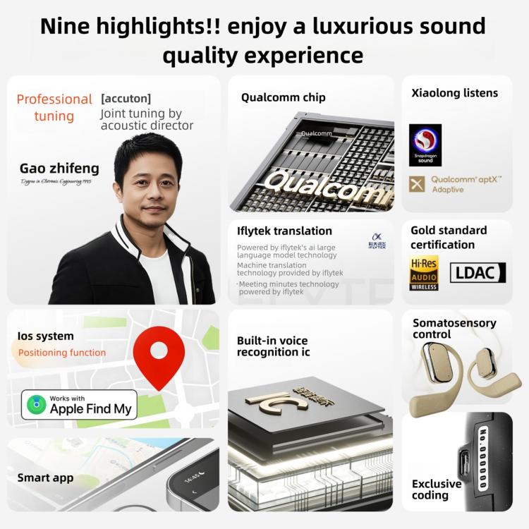 Auricolari Bluetooth wireless intelligenti D MOOSTER D88 da indossare all'orecchio.