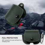 Custodia protettiva per auricolari XDcase in pelle PU stile zaino con moschettone., For AirPods Pro 3, For AirPods 4, For AirPods Pro 2 / 1