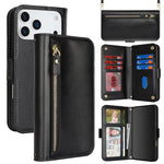 Borsa a tracolla con cerniera frontale, portafoglio multi-carta, custodia per telefono in pelle vegana, For iPhone 17 Pro Max, For iPhone 17 Pro, For iPhone 17, For iPhone Air