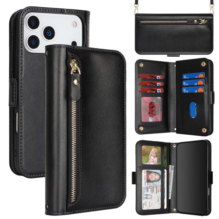 Borsa a tracolla con cerniera frontale, portafoglio multi-carta, custodia per telefono in pelle vegana, For iPhone 17 Pro Max, For iPhone 17 Pro, For iPhone 17, For iPhone Air