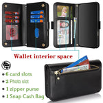 Borsa a tracolla con cerniera frontale, portafoglio multi-carta, custodia per telefono in pelle vegana, For iPhone 17 Pro Max, For iPhone 17 Pro, For iPhone 17, For iPhone Air