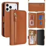 Borsa a tracolla con cerniera frontale, portafoglio multi-carta, custodia per telefono in pelle vegana, For iPhone 17 Pro Max, For iPhone 17 Pro, For iPhone 17, For iPhone Air