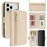 Borsa a tracolla con cerniera frontale, portafoglio multi-carta, custodia per telefono in pelle vegana, For iPhone 17 Pro Max, For iPhone 17 Pro, For iPhone 17, For iPhone Air