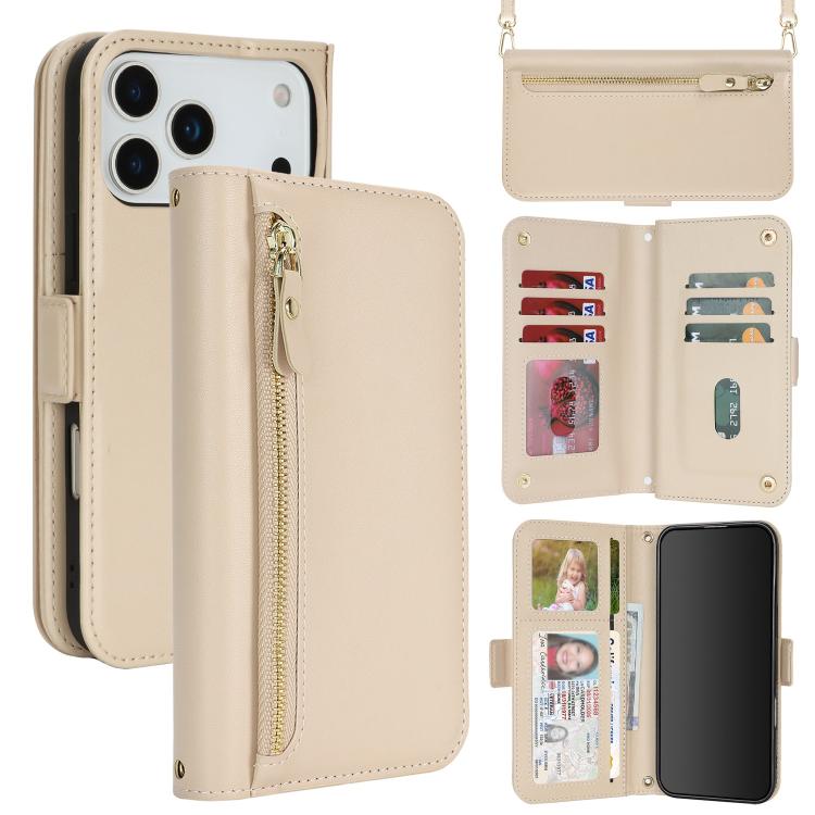 Borsa a tracolla con cerniera frontale, portafoglio multi-carta, custodia per telefono in pelle vegana, For iPhone 17 Pro Max, For iPhone 17 Pro, For iPhone 17, For iPhone Air
