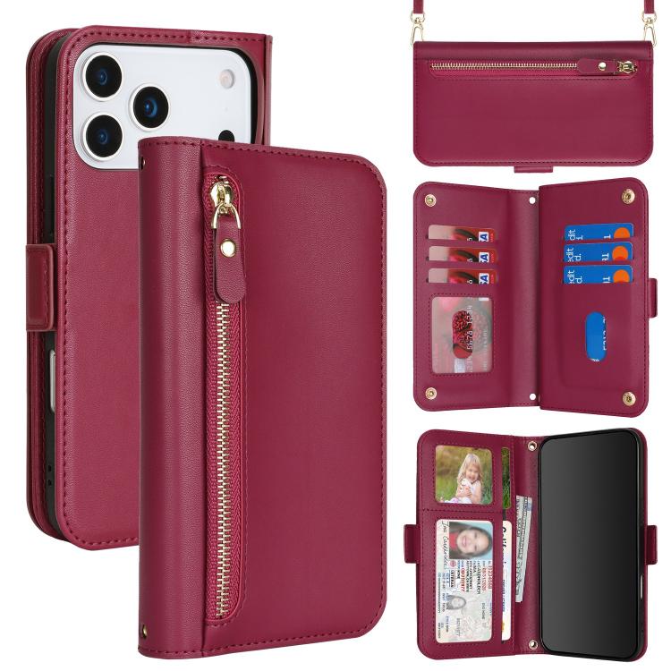 Borsa a tracolla con cerniera frontale, portafoglio multi-carta, custodia per telefono in pelle vegana, For iPhone 17 Pro Max, For iPhone 17 Pro, For iPhone 17, For iPhone Air