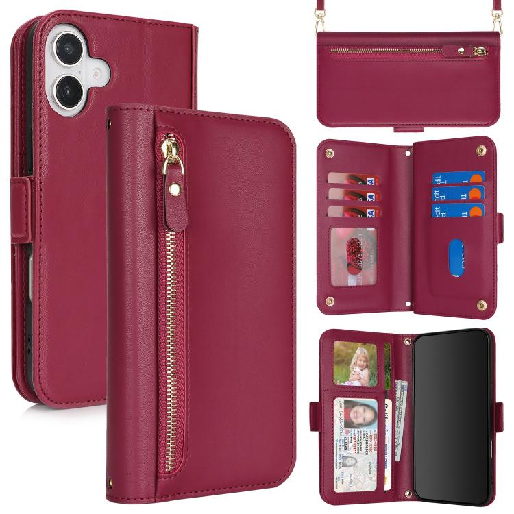 Borsa a tracolla con cerniera frontale, portafoglio multi-carta, custodia per telefono in pelle vegana, For iPhone 17 Pro Max, For iPhone 17 Pro, For iPhone 17, For iPhone Air