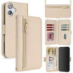 Borsa a tracolla con cerniera frontale, portafoglio multi-carta, custodia per telefono in pelle vegana, For iPhone 17 Pro Max, For iPhone 17 Pro, For iPhone 17, For iPhone Air