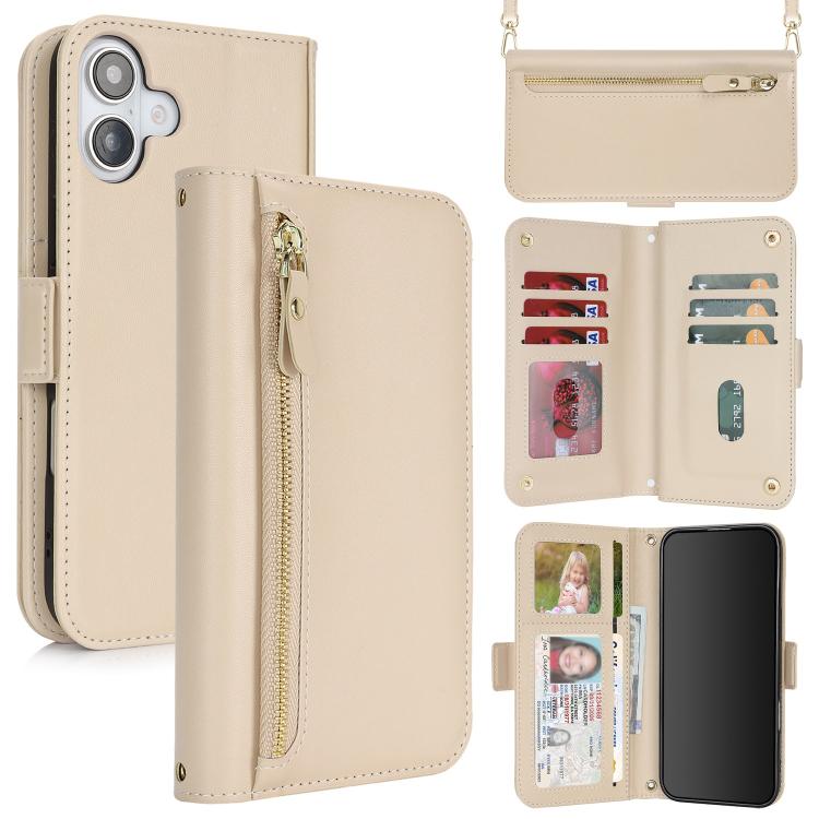 Borsa a tracolla con cerniera frontale, portafoglio multi-carta, custodia per telefono in pelle vegana, For iPhone 17 Pro Max, For iPhone 17 Pro, For iPhone 17, For iPhone Air